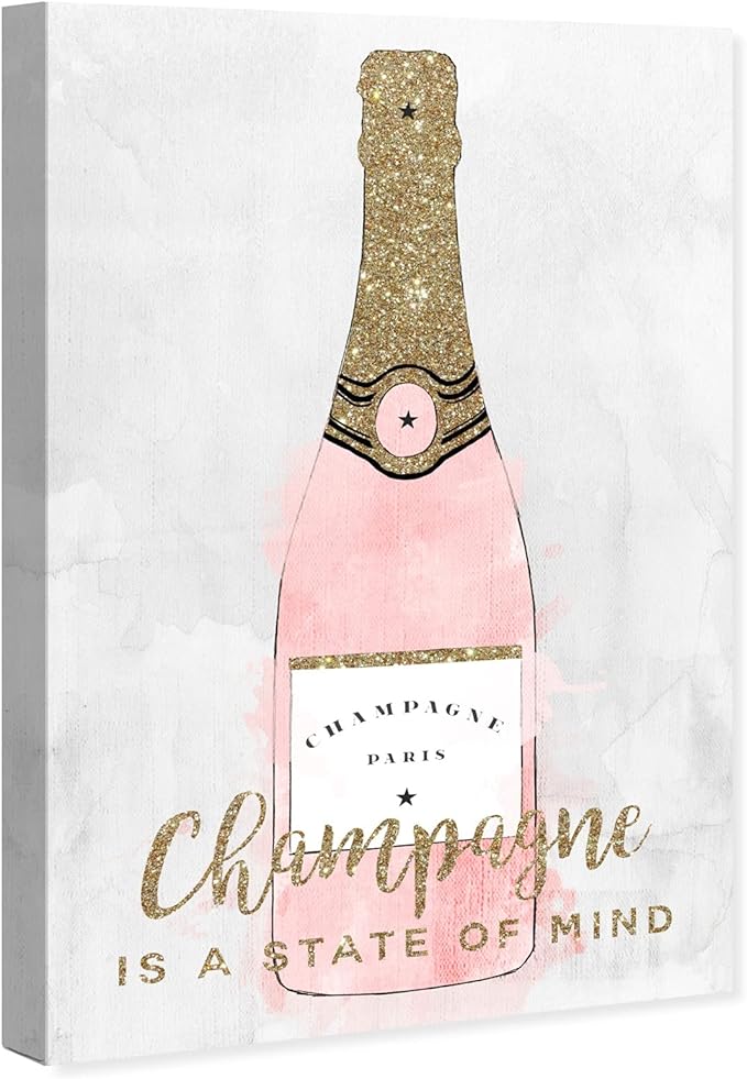 Drinks and Spirits Wall Art Canvas Prints 'Champagne Mind Glitter' Champagne