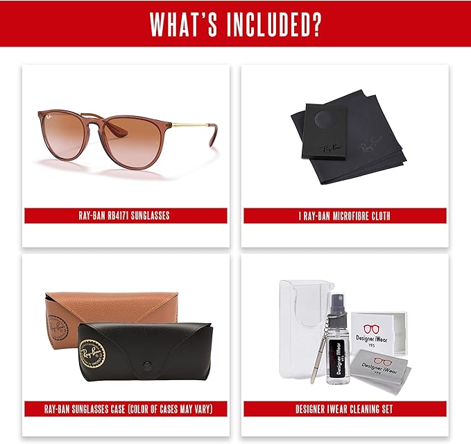 Ray-Ban RB4171 ERIKA Round Sunglasses For Women +BUNDLE with ACCESSORY EYEWEAR KIT
