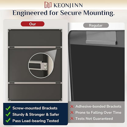 Keonjinn 30 x 36 Inch Black Bathroom Mirror, Beveled Rectangle Framed Mirror for Wall, Black Bathroom Vanity Mirror for Over Sink, Tempered Glass, Square Corner, Farmhouse Style