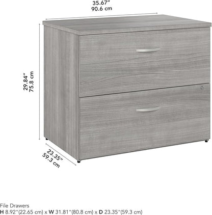 Bush Business Furniture Studio C 2 Drawer Lateral File Cabinet in Platinum Gray - Assembled, Locking Document Storage for Home or Professional Office