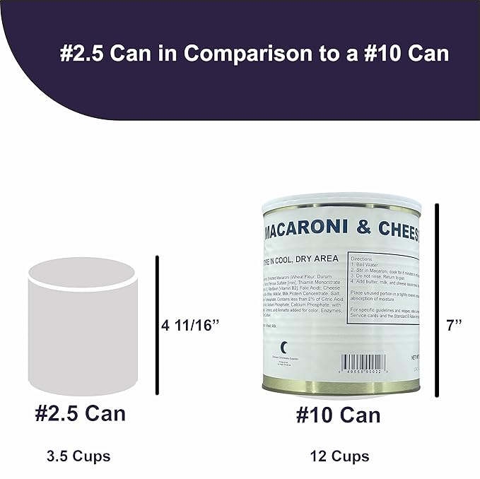 Military Surplus Freeze-Dried Uncooked Macaroni and Cheese – 24 Servings per Can – 58 oz – Easy Prep Survival Food with 25+ Year Shelf Life – Emergency Food Supply for Camping, Hunting, Backpacking, and Long-Term Storage