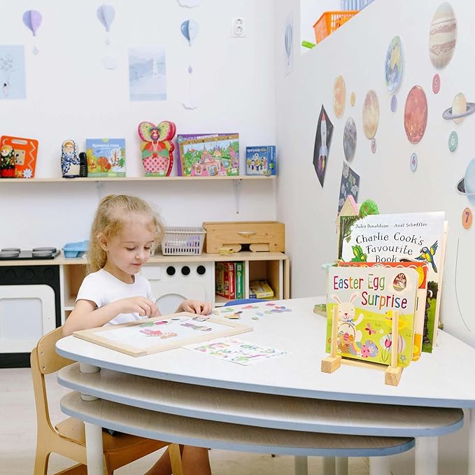 2 Pcs Wooden Kids Bookshelf,Toddler Book Display Shelves Children Book Rack Suitable Kids Rooms, Nursery & Classroom,Mini Bookshelf, Desktop Shelf