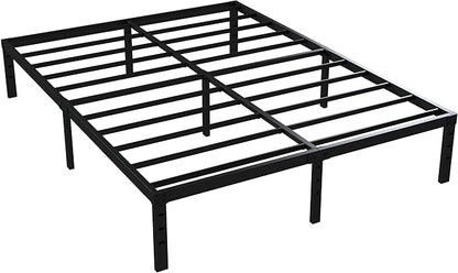 King Bed Frame No Box Spring Needed, 14 Inch Heavy Duty King Platform Bed Frame, 1200lbs Steel Slats Support, Easy Assembly, Black