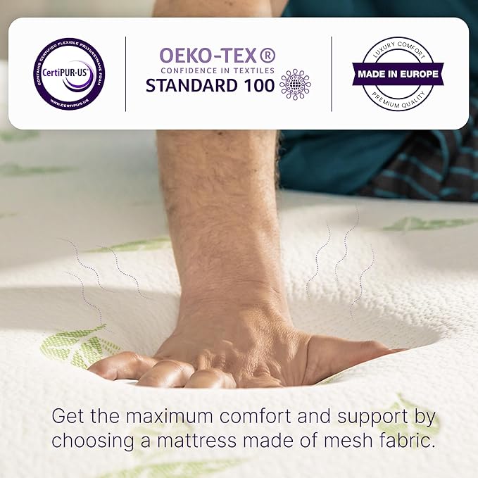 NapQueen Full Mattress, 6 Inch Anula Green Tea Memory Foam Mattress, Full Bed Mattress in a Box, CertiPUR-US Certified, Medium Firm, Natural Odor Neutralizer, Breathable Soft Fabric Cover