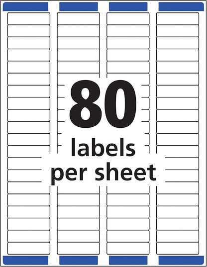 Avery Printable Return Address Labels with Sure Feed, 0.5" x 1.75", Matte Clear, 800 Blank Mailing Labels (18667) (Pack of 5)