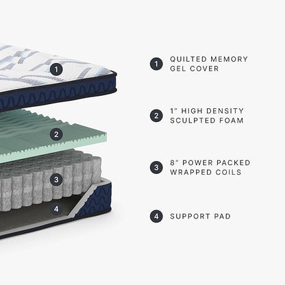 Signature Design by Ashley Queen Size Stack 12 Inch Hybrid Medium Plush Cooling Gel Infused Memory Foam Mattress for Pressure Relief, Fiberglass Free, Mattress in A Box