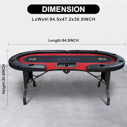 GUTSHOT Foldable Poker Table for 10 Players with 10 Chairs and Poker Chips Set - Premium Soft-Padded Armrest, Individual Cup Holders- Crafted with Durable Materials, Long-Lasting Poker Table