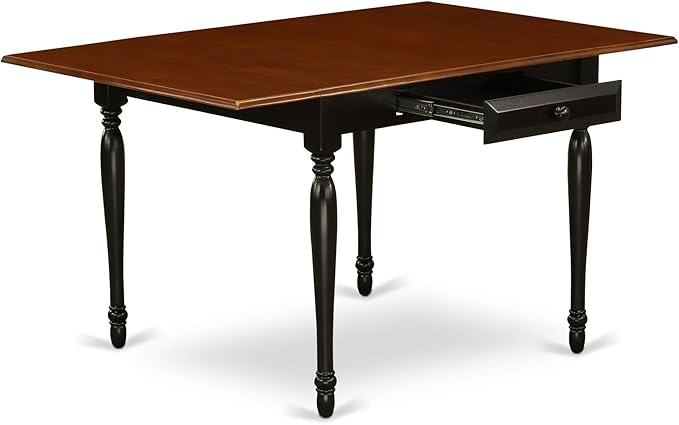 East West Furniture MZDA3-BCH-W 3 Piece Dinette Set for Small Spaces Contains a Rectangle Dining Table with Dropleaf and 2 Kitchen Dining Chairs, 36x54 Inch, Black & Cherry