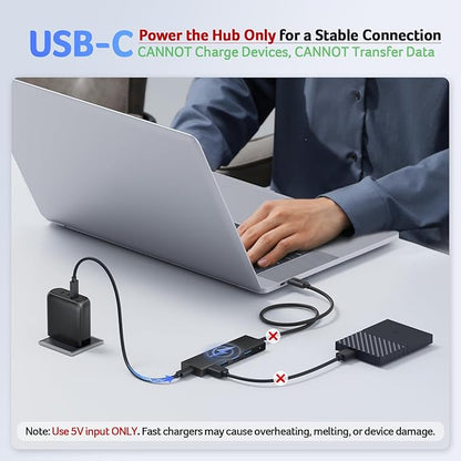 Acer USB C Hub 4 Ports, Multiple USB 3.0 Hub, USBC Splitter for Laptop with TypeC Power Port, Extender for Type C Port Laptop, PC, Desktop and More (USB-C, 2ft)