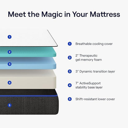 Nectar Twin XL 12” Mattress with Bed Frame - Grey - Medium Firm Gel Memory Foam - Cooling Comfort Technology - 365-Night Trial - Forever Warranty - Easy Assembly - 8 Inch Legs - Holds Up to 700 Pounds