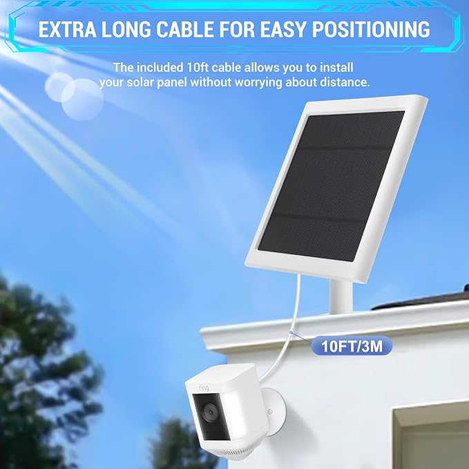 3 Pack - Solar Panel for Ring Camera, Compatible with Ring Spotlight Cam Plus/Pro(Battery) & Rings Stick Up Cam/Pro Batterys Spotlight Cams Batterys with 10FT/3M Long Cable