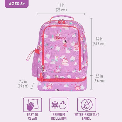 Bentgo Kids 2-in-1 Backpack & Insulated Lunch Bag - Durable 16” Backpack & Lunch Container in Unique Prints for School & Travel - Water Resistant, Padded & Large Compartments (Fairies)