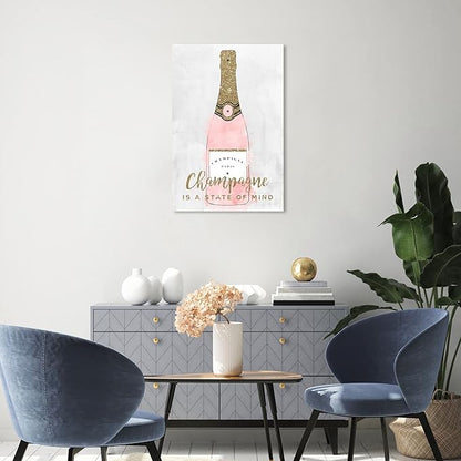 Drinks and Spirits Wall Art Canvas Prints 'Champagne Mind Glitter' Champagne