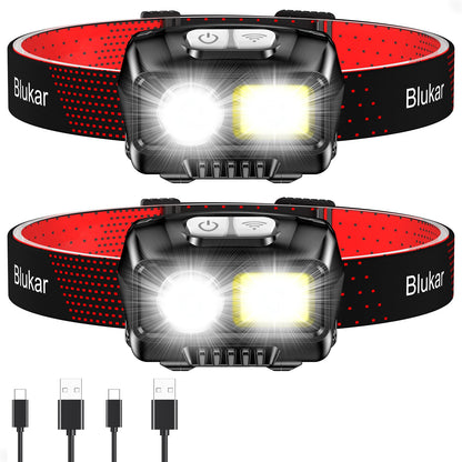 Blukar LED Headlamp Rechargeable, 2000L Super Bright Headlight Flashlight