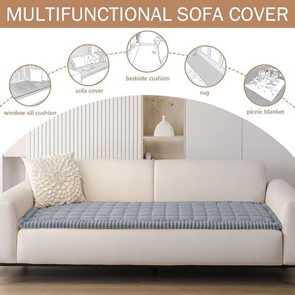 Smiry Couch Cover for Dogs Washable, Non Slip Fuzzy Pet Couch Covers for 3 Cushion Sofa Pet Friendly, Thick Soft Sofa Slipcovers Cushion Protector (Grey, 27.6" x 70.9")
