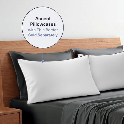 Kickoff Viscose Bamboo Sheets Twin XL Size 3-pc 100% Organic Bamboo Viscose Bed Cooling Sheets Twin XL Size Set Cool Bedding for hot Sleepers Sheet, Flat, Fitted, Pillowcase (Pewter, TXL)