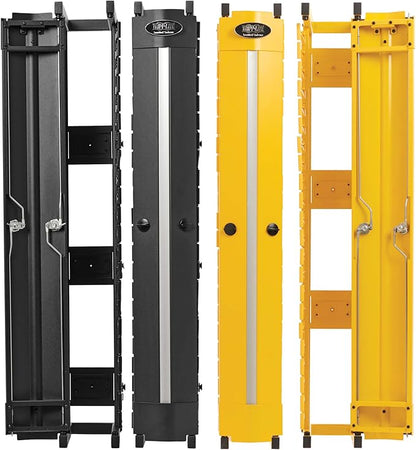 Tripp Lite Vertical Cable Manager, High-Capacity Deep Double Finger Duct, Front-Facing Cover, Four 3.5ft Tall Sections, 6 in Wide x 11.4 in Depth, 2 Black + 2 Yellow, 5-Year Warranty (SRCABLEVRT6HD2F)