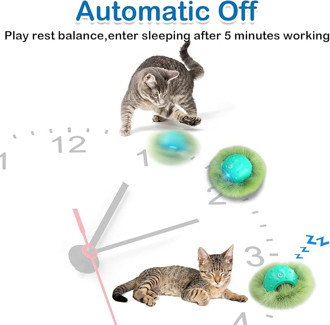 Interactive Cat Toys for Indoor Cats,Automatic Moving Cat Ball in Pouch,Chirping Stimulation,Hide-n-Seek Chase Exercise Game,Motion Activate,Rechargeable Kitten Toys