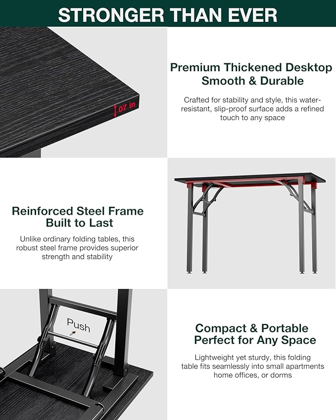Frylr Small Folding Computer Desk – Portable 43.3 Inch Foldable Laptop Table, Collapsible and Compact for Easy Storage and Fast Setup, Lightweight for Small Spaces, Craft and Study Use, Dark Oak