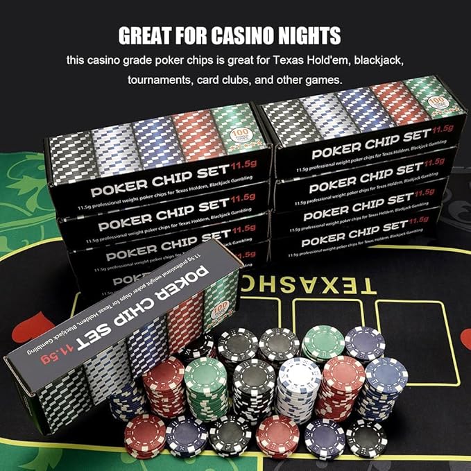 100PCS Red Poker Chips, Casino Poker Chips Set, 11.5 Gram Plastic Poker Chips Clay Blank Game Chips for Poker Card Games Texas Holdem Blackjack Gambling (Red)