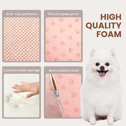 5 Steps Dog Stairs for Bed, 24" Dog Steps for High Bed, High Density Pet Steps for Small Dogs, Extra Wide Non-Slip Dogs Ramp for Injured, Older Pets, Small Cats, Pink