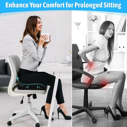 TranquilMoments Seat Cushion, Gel Wheelchair Seat Cushion，Ergonomic Chair Cushions for Office Chairs & Car, Relieve Sciatica, Back and Tailbone Pain, Removable Cover & Non - Slip Bottom, Black