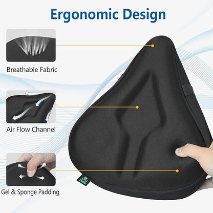 Zacro Bike Seat Cushion - Gel Padded Bike Seat Cover for Men Women Comfort, Extra Soft Exercise Bicycle Seat Compatible with Peloton, Outdoor & Indoor Bike Saddles
