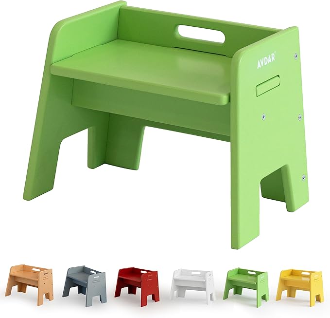 Wooden Step Stool for Kids, 14” One Step Stool for Toddlers, Heavy Duty Non-tip Non-Slip for Bedroom/Kitchen