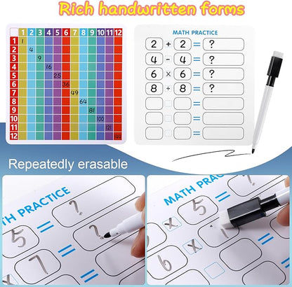 e4 Pop Multiplication Table Game Learning Toy Educational Math Game with Marker, Rainbow Colors Math Multiplication pop 12x12 boardmultiplication Flash Cards 3rd Grade Addition Stress Toy
