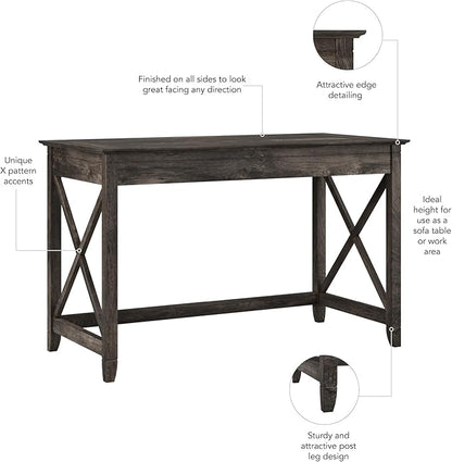 Bush Furniture Key West 48W Writing Desk in Dark Gray Hickory