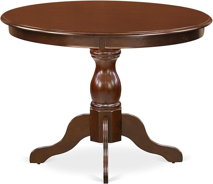 East West Furniture HBBO3-MAH-W 3 Piece Dining Room Table Set Contains a Round Kitchen Table with Pedestal and 2 Dining Chairs, 42x42 Inch, Mahogany