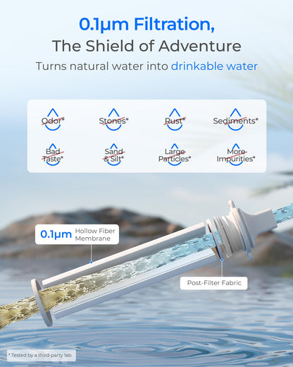 Waterdrop Gravity Water Filter Straw, Camping Water Filter, 0.1 Micron