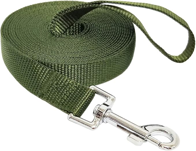 Nylon Training Dog Leash for Small Medium Large Dogs, 15ft 20ft 30ft 50ft Long Leash Dog/Puppy Lead for Obedience Recall Training, Camping (15ft, Green)