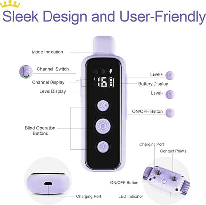 Bousnic Dog Shock Collar for 2 Dogs - (8-120lbs) Waterproof Rechargeable Electric Dog Training Collar with Remote for Small Medium Large Dogs with Beep Vibration Safe Shock Modes(Purple)