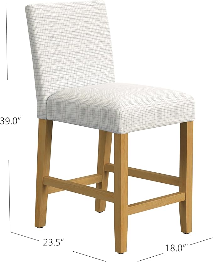 HomePop Home Decor | Classic Counter Height Bar Stools | 24 Inch Bar Stools | Decorative Home Furniture, Cream Grid Pattern