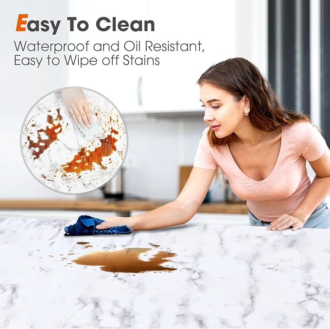 Beautysaid Shelf and Drawer Liner for Kitchen Cabinet, Non Adhesive Non Slip Shelf Paper Waterproof Washable Thickened for Dresser Pantry Shelve Bathroom Protector Liner(Marble,23.6 in x 10 FT)