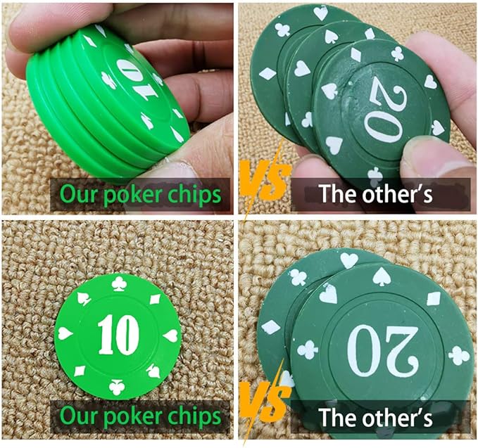 200 Plastic Poker Chips with Storage Box Set,Denomination Printed Casino Style Chip for Texas Home Game Holdem Poker Nights,Blackjack,Roulette Games,Casino Parties
