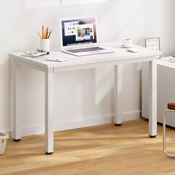 DlandHome Computer Desk, 31.5 inch Modern Simple Desk Computer Table Study Writing Desk for Home Office, White