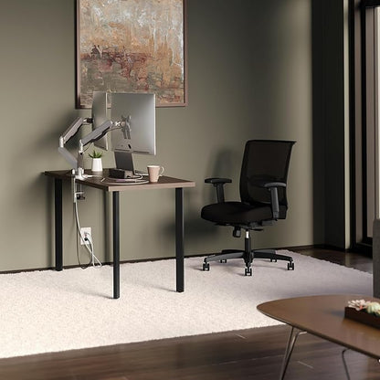 HON Coze Home Office Desks, Sturdy Table Computer Desk, 42", Walnut Top, Black Base