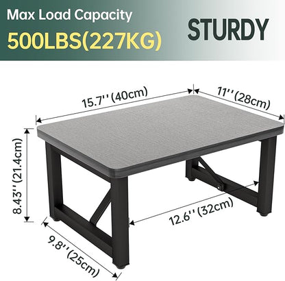 Small Step Stool for Adults Kids, Wooden Metal Foot Stool, One Stepping Stool for Bedside and Closet, 400 LBS Load Heavy Duty Step for Living Room, Gray