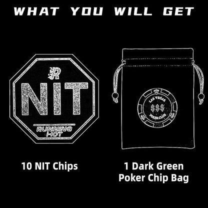 RUNNING HOT Nit Button Set for Texas Hold'em & Omaha Poker (Pack of 10) - Professional Chips for The Stand-Up Game - Enhance Your Play