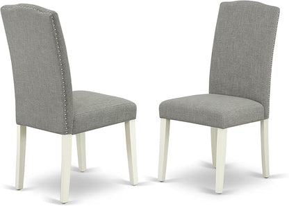 East West Furniture V097EN206-6 6 Piece Kitchen Table Set Contains a Rectangle Dining Table and 4 Dark Shitake Linen Fabric Upholstered Chairs with a Bench, 40x72 Inch, Multi-Color