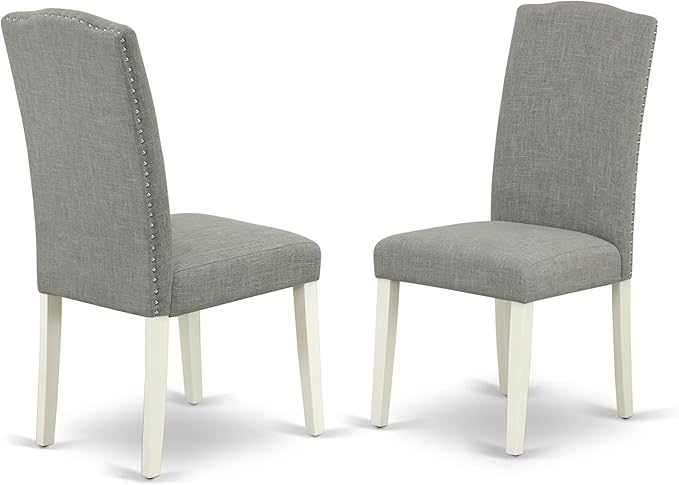 East West Furniture V027EN206-5 5 Piece Kitchen Table & Chairs Set Includes a Rectangle Dining Room Table with V-Legs and 4 Dark Shitake Linen Fabric Parsons Chairs, 40x72 Inch, Multi-Color