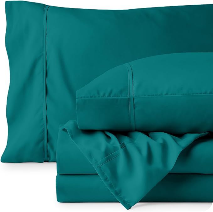 Bare Home Twin XL Sheet Set - College Dorm Size - Luxury 1800 Ultra-Soft Microfiber Twin Extra Long Bed Sheets - Deep Pockets - Easy Fit - Extra Soft - 3 Piece Set - Bed Sheets (Twin XL, Emerald)