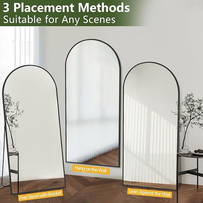 MELOMOIR 76"x34" Large Mirror Full Length, Arched Full Length Mirror with Stand, Large Floor Mirror Free Standing Mirror Full Length for Bedroom, Hanging Standing or Leaning Full Body Mirror, Black