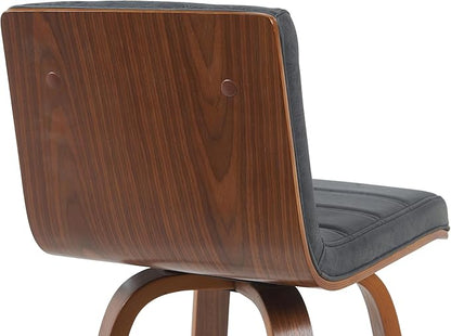 Vienna Modern Swivel Bar Height Stool with Vintage Black Upholstered Seat and Walnut Finished Wood Frame Set of 3