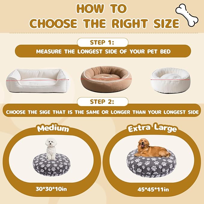 BALAPET Washable Dog Bed Covers Replacement Round Waterproof Bed Cover for Dog Soft Pet Bed Cover with Lovely Dog Paw Print and Double-Sided Usable Design,Cover Only(Dark Gray,30 * 30 * 10in)