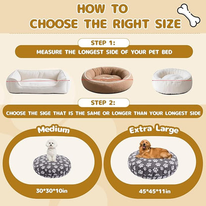 BALAPET Washable Dog Bed Covers Replacement Round Waterproof Bed Cover for Dog Soft Pet Bed Cover with Lovely Dog Paw Print and Double-Sided Usable Design,Cover Only(Dark Gray,30 * 30 * 10in)