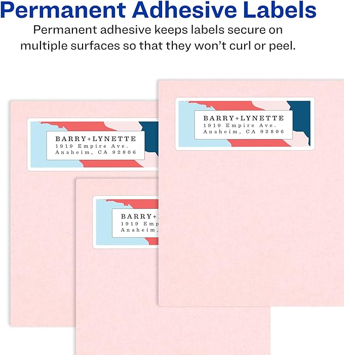 Avery Easy Peel Printable Address Labels with Sure Feed, 1" x 4", White, 500 Blank Mailing Labels (05261)