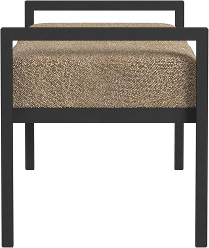 HomePop Modern Metal Bench|Bench for Living Room & Bedroom | Decorative Home Furniture - Brown Boucle